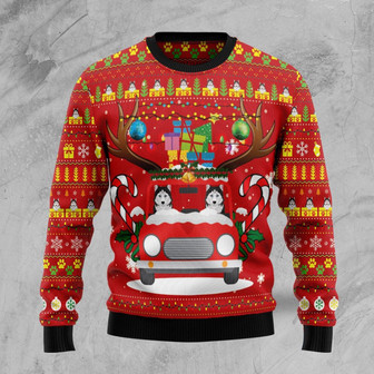 Siberian Husky Ugly Christmas Sweater For Men And Women - Thegiftio UK