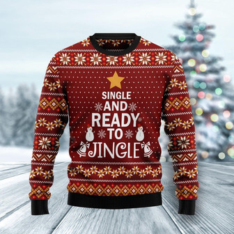 Single And Ready To Jingle Funny Ugly Sweater - Thegiftio UK