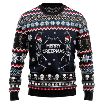 Skeleton Merry Creepmas Ugly Christmas Sweater - Thegiftio UK