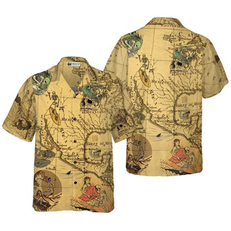 Skeleton Surfing Map Hawaiian Shirt, Surfing Hawaiian Shirt, Vintage Skeleton Aloha Shirt - Perfect Gift For Men, Women, Surfing Lover, Friend, Family | Seseable UK