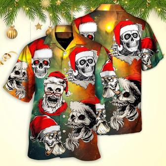 Skull Aloha Hawaiian Shirt For Summer - Christmas Bad Santa Skull Love Xmas Galaxy Hawaiian Shirt - Perfect Gift For Men, Women, Skull Lover - Seseable