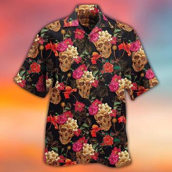 Skull Aloha Hawaiian Shirt For Summer - Skull Amazing Flowers Sugar Hawaiian Shirt - Flowers Colorful Hawaiian Shirt - Perfect Gift For Men, Women, Skull Lover - Seseable
