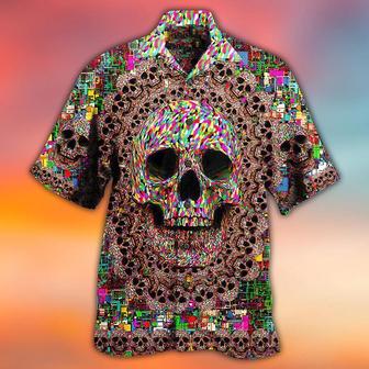 Skull Aloha Hawaiian Shirt For Summer - Skull Amazing Smiling, illusion Skull Hawaiian Shirt - Perfect Gift For Men, Women, Skull Lover - Seseable