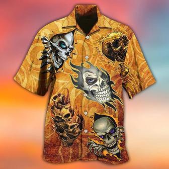 Skull Aloha Hawaiian Shirt For Summer - Skull And Fire My Style Hawaiian Shirt - Perfect Gift For Men, Women, Skull Lover - Seseable