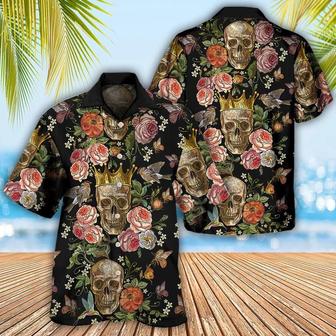 Skull Aloha Hawaiian Shirt For Summer - Skull And Flowers Art Hawaiian Shirt - Perfect Gift For Men, Women, Skull Lover - Seseable
