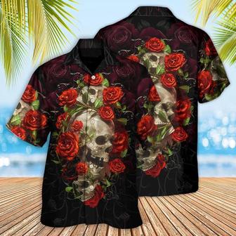Skull Aloha Hawaiian Shirt For Summer - Skull And Roses Art Hawaiian Shirt - Perfect Gift For Men, Women, Skull Lover - Seseable