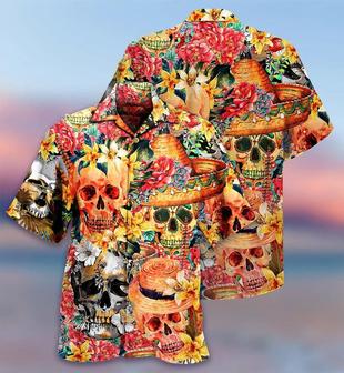 Skull Aloha Hawaiian Shirt For Summer - Skull Beautiful And Flowers Hawaiian Shirt - Perfect Gift For Men, Women, Skull Lover - Seseable