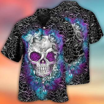 Skull Aloha Hawaiian Shirt For Summer - Skull Butterfly Lighting Flower Pattern Hawaiian Shirt - Perfect Gift For Men, Women, Skull Lover - Seseable