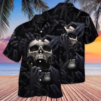 Skull Aloha Hawaiian Shirt For Summer - Skull Dark Screaming Hell's Hand Hawaiian Shirt - Perfect Gift For Men, Women, Skull Lover - Seseable