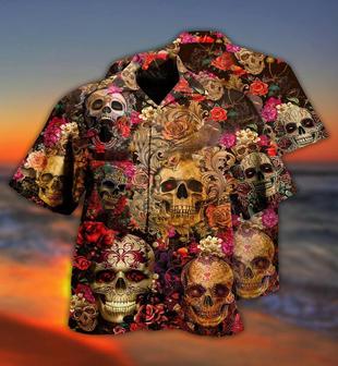 Skull Aloha Hawaiian Shirt For Summer - Skull Day Of The Dead Floral Hawaiian Shirt - Perfect Gift For Men, Women, Skull Lover - Seseable