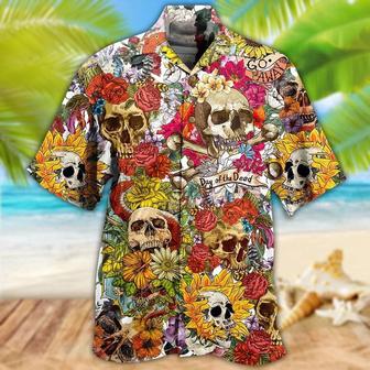 Skull Aloha Hawaiian Shirt For Summer - Skull Day Of The Dead Flower Skull Hawaiian Shirt - Perfect Gift For Men, Women, Skull Lover - Seseable