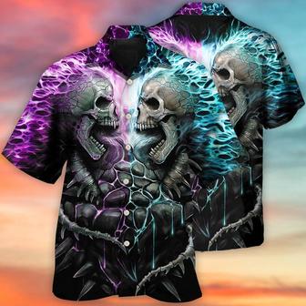 Skull Aloha Hawaiian Shirt For Summer - Skull Flaming Skull Style Hawaiian Shirt - Perfect Gift For Men, Women, Skull Lover - Seseable