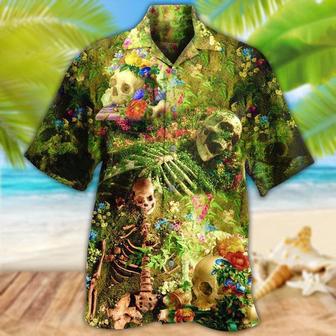 Skull Aloha Hawaiian Shirt For Summer - Skull Flower Skeleton Forever Hawaiian Shirt - Perfect Gift For Men, Women, Skull Lover - Seseable