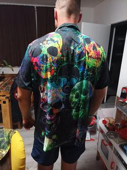 Skull Aloha Hawaiian Shirt For Summer - Skull Green Color Splash Hawaiian Shirt - Perfect Gift For Men, Women, Skull Lover - Seseable