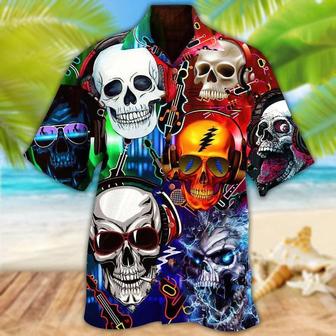 Skull Aloha Hawaiian Shirt For Summer - Skull Guitar Lets Get High Hawaiian Shirt - Perfect Gift For Men, Women, Skull Lover - Seseable