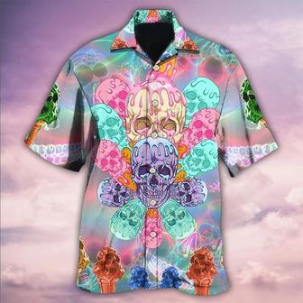 Skull Aloha Hawaiian Shirt For Summer - Skull Ice Cream Cooling Hawaiian Shirt - Perfect Gift For Men, Women, Skull Lover - Seseable