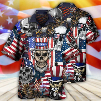 Skull Aloha Hawaiian Shirt For Summer - Skull Independence Day Skull US Flag Hawaiian Shirt - Perfect Gift For Men, Women, Skull Lover - Seseable