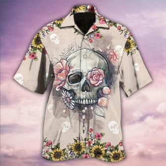 Skull Aloha Hawaiian Shirt For Summer - Skull Life Cute Style Hawaiian Shirt - Flowers Colorful Hawaiian Shirt - Perfect Gift For Men, Women, Skull Lover - Seseable