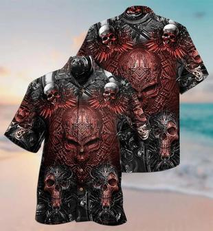 Skull Aloha Hawaiian Shirt For Summer - Skull Metal Style Angry Hawaiian Shirt - Knife Skull Hawaiian Shirt - Perfect Gift For Men, Women, Skull Lover - Seseable