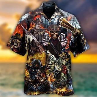 Skull Aloha Hawaiian Shirt For Summer - Skull No Guts No Glory Dark Hawaiian Shirt - Perfect Gift For Men, Women, Skull Lover | Favorety