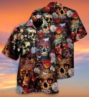 Skull Aloha Hawaiian Shirt For Summer - Skull Queen Love Flowers Hawaiian Shirt - Skull King Hawaiian Shirt - Perfect Gift For Men, Women, Skull Lover - Seseable