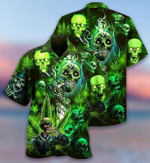 Skull Aloha Hawaiian Shirt For Summer - Skull So High Cannabis Hawaiian Shirt - Perfect Gift For Men, Women, Skull Lover - Seseable
