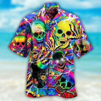 Skull Aloha Hawaiian Shirt For Summer - Skull Sweet Skull Say Hi, marijuana Skull Hawaiian Shirt - Perfect Gift For Men, Women, Skull Lover - Seseable