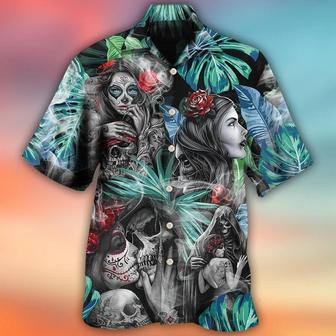 Skull Aloha Hawaiian Shirt For Summer - Skull Tropical White Smoke Red Flower Hawaiian Shirt - Perfect Gift For Men, Women, Skull Lover - Seseable