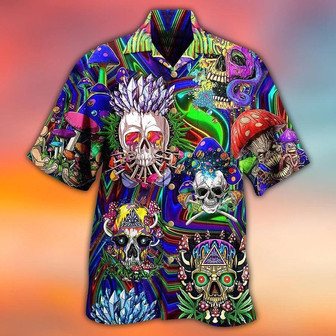 Skull Aloha Hawaiian Shirt For Summer - Skull You're Weird And I Like Hawaiian Shirt - Mushroom Hawaiian Shirt - Perfect Gift For Men, Women, Skull Lover | Seseable CA