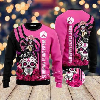 Skull Breast Cancer Awareness Ugly Christmas Sweater | Favorety CA