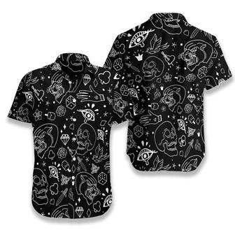 Skull Hawaiian Shirt, American Traditional Flash Tattoo Skull Hawaiian Shirt, Tattoo Aloha Shirt - Perfect Gift For Men, Women, Friend, Family - Seseable