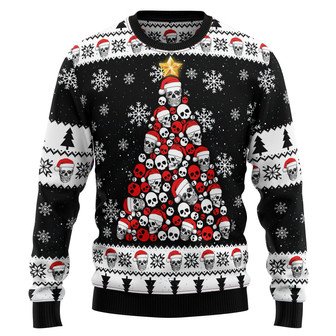 Skull Pine Tree Ugly Christmas Sweater - Thegiftio UK