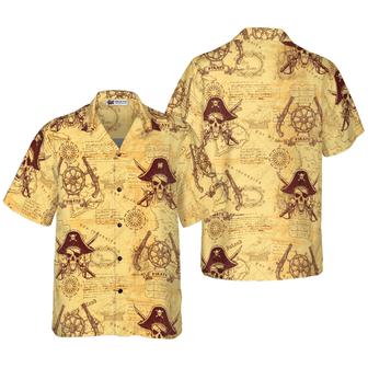 Skull Pirates Hawaiian Shirt, Skull Pirates Of The Ancient Sea Map Hawaiian Shirt For Men Women, Perfect Gift For Friend, Family, Husband, Wife - Seseable