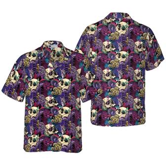 Skulls Hawaiian Shirt, Bright Magic Psychedelic Mushrooms And Skulls Hawaiian Shirt, Colorful Summer Aloha Shirt For Men Women, Gift For Friend, Family - Seseable