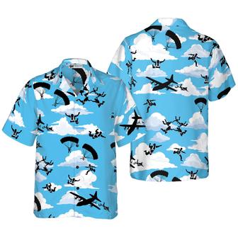 Skydiving Plane Cloud Pattern Hawaiian Shirt, Colorful Summer Aloha Shirt For Men Women, Gift For Friend, Family, Husband, Wife - Seseable
