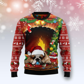 Sleeping Bulldog Christmas Ugly Sweater - Thegiftio UK