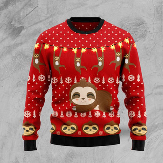 Sloth Lover Christmas Funny Red Ugly Sweater - Thegiftio UK