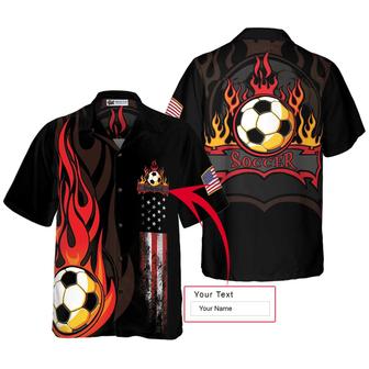 Soccer Flame Custom Name Hawaiian Shirt, Personalized Colorful Summer Aloha Shirt For Men Women, Perfect Gift For Friend, Soccer Lovers, Soccer Team - Seseable