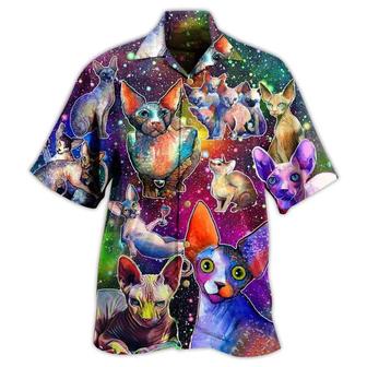 Sphynx Cat Hawaiian Shirt For Summer, Cat Galaxy And Back, Best Colorful Cool Cat Hawaiian Shirts Outfit For Men Women, Friend, Cat Lovers - Seseable