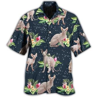 Sphynx Cat Hawaiian Shirt For Summer, Cat Tropical Floral , Best Colorful Cool Cat Hawaiian Shirts Outfit For Men Women, Friend, Team, Cat Lovers - Seseable
