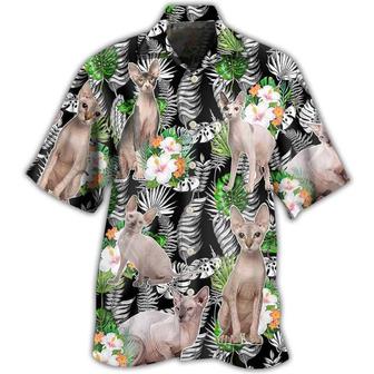 Sphynx Cat Hawaiian Shirt For Summer, Cat Tropical Hibiscus, Best Colorful Cool Cat Hawaiian Shirts Outfit For Men Women, Friend, Team, Cat Lovers - Seseable