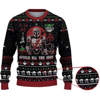 Star Wars Jingle All The Way Mandalorian Yoda Ugly Christmas Sweaters | Favorety UK