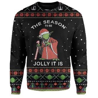 Star Wars Santa Yoda This Season To Be Jolly It Is Ugly Christmas Sweaters | Favorety UK