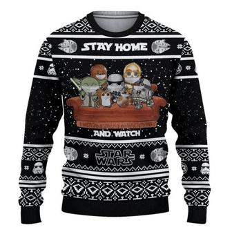 Star Wars Stay Home And Watch Movies Ugly Christmas Sweaters | Favorety CA