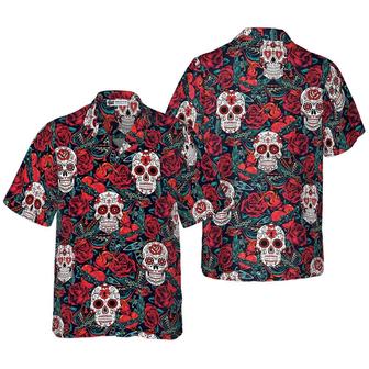 Sugar Skulls And Roses Hawaiian Shirt, Skulls Hawaiian Shirt, Roses Pattern Aloha Shirt - Perfect Gift For Men, Women, Husband, Wife, Friend, Family - Seseable