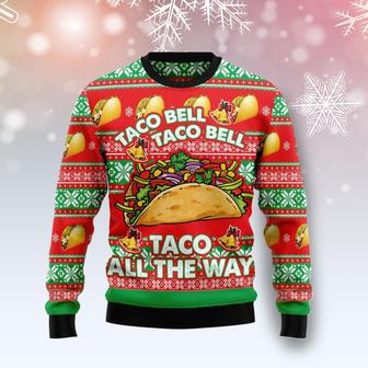 Taco Bell Taco On The Way Christmas Funny Ugly Sweater - Thegiftio UK