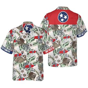Tennessee Hawaiian Shirt, Tennessee Raccoon And Passion Flowers Hawaiian Shirt, Tennessee Aloha Shirt - Perfect Gift For Men & Women, Friend, Family - Seseable