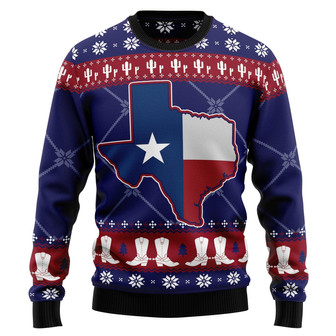 Texas Map Symbols Pattern Ugly Christmas Sweater - Thegiftio UK