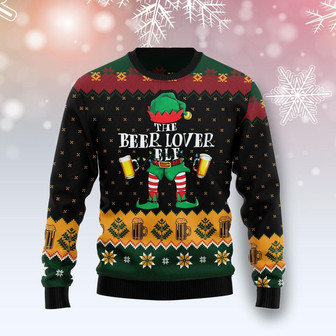 The Beer Lover Elf Funny Ugly Sweater - Thegiftio UK