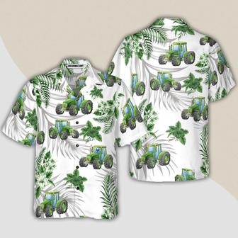 Tractor Hawaiian Shirt, Tropical Green Tractor Aloha Shirt For Men - Perfect Gift For Men, Husband, Boyfriend, Friend, Family - Seseable